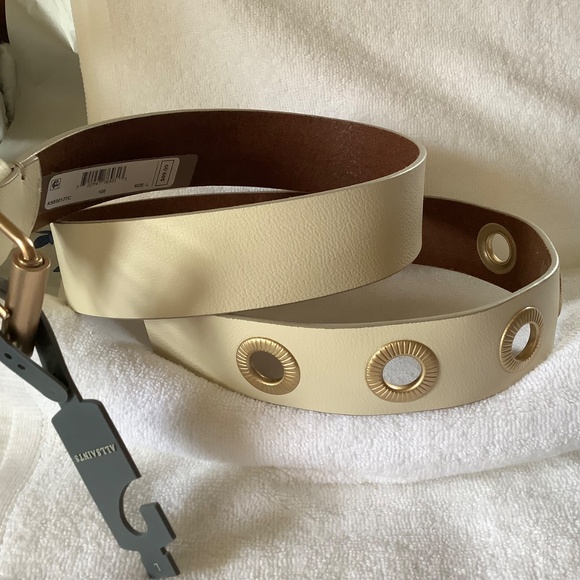 ALLSAINTS Leather Eyelet Belt Ivory SZ L main image 14
